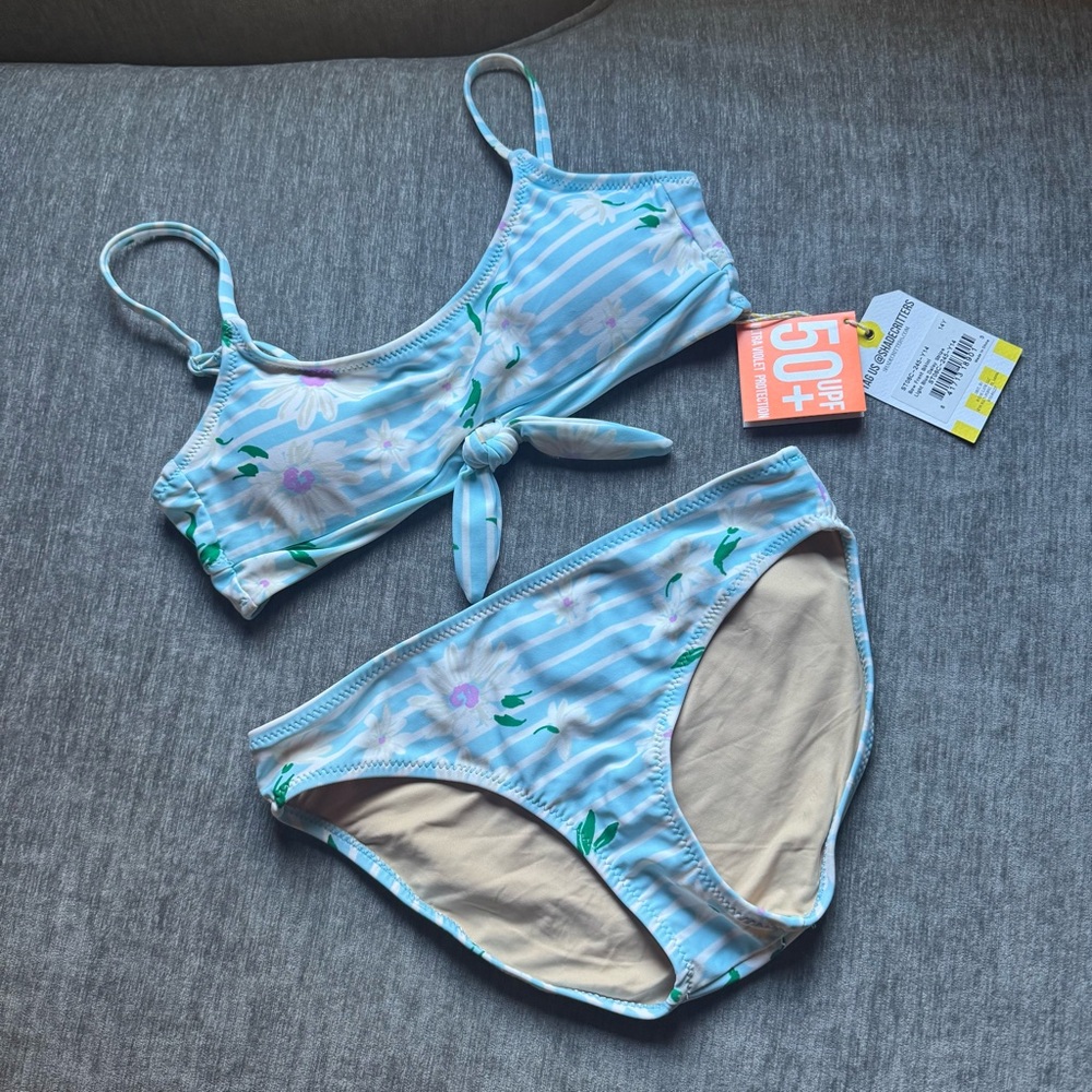 Shade Critters Swimwear Set in Blue Floral - 14Y